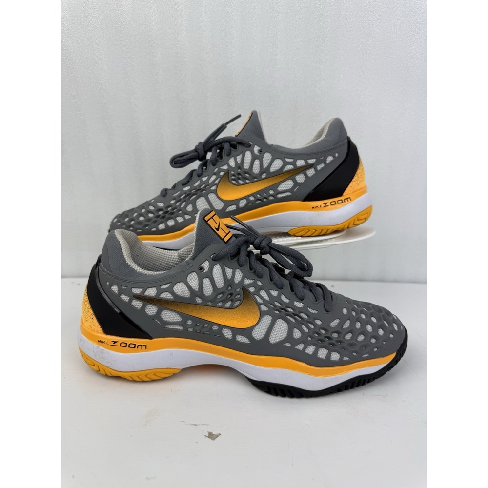 RARE Nike Zoom Cage 3 Grey Yellow Tennis Sneakers 918193-003 Men's Size 7.5 EUC